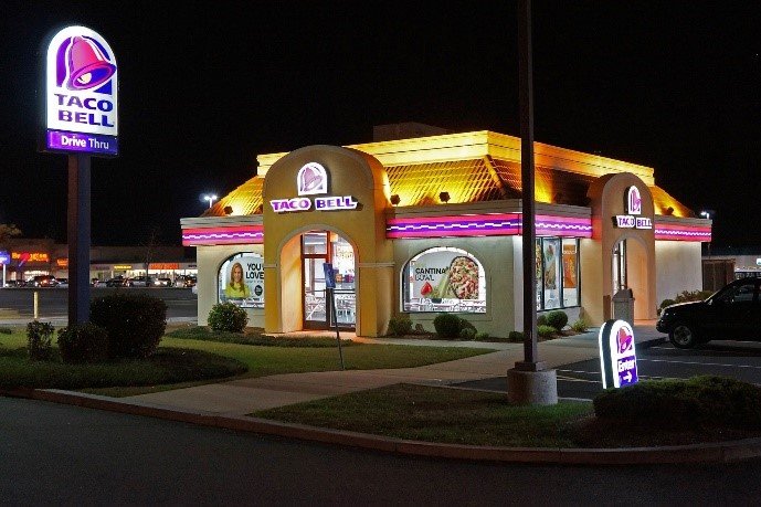 Taco Bell goes public with a total of 325 restaurants.