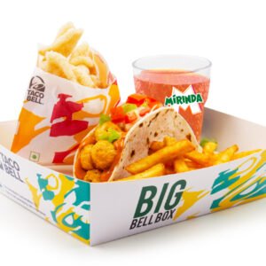 Meal for 1 (save up to Rs. 98) the real blockbuster meal comes with 1 Crispy Potato Taco, 1 Seasoned Fries, 1 cinnamon twist and 1 Mirinda in reusable cup.